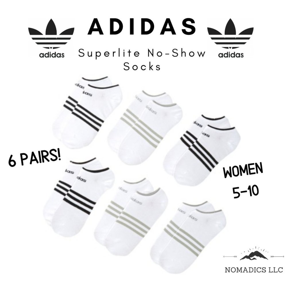 Adidas 6 Pack Womens SZ 5-10 No Show Comfort Socks